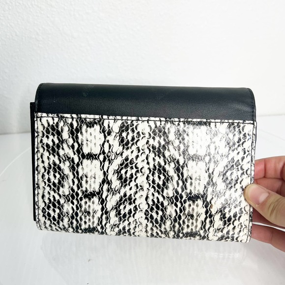 Nine West Black White Snakeskin Foldover Convertible Clutch Crossbody Bag - Picture 3 of 10